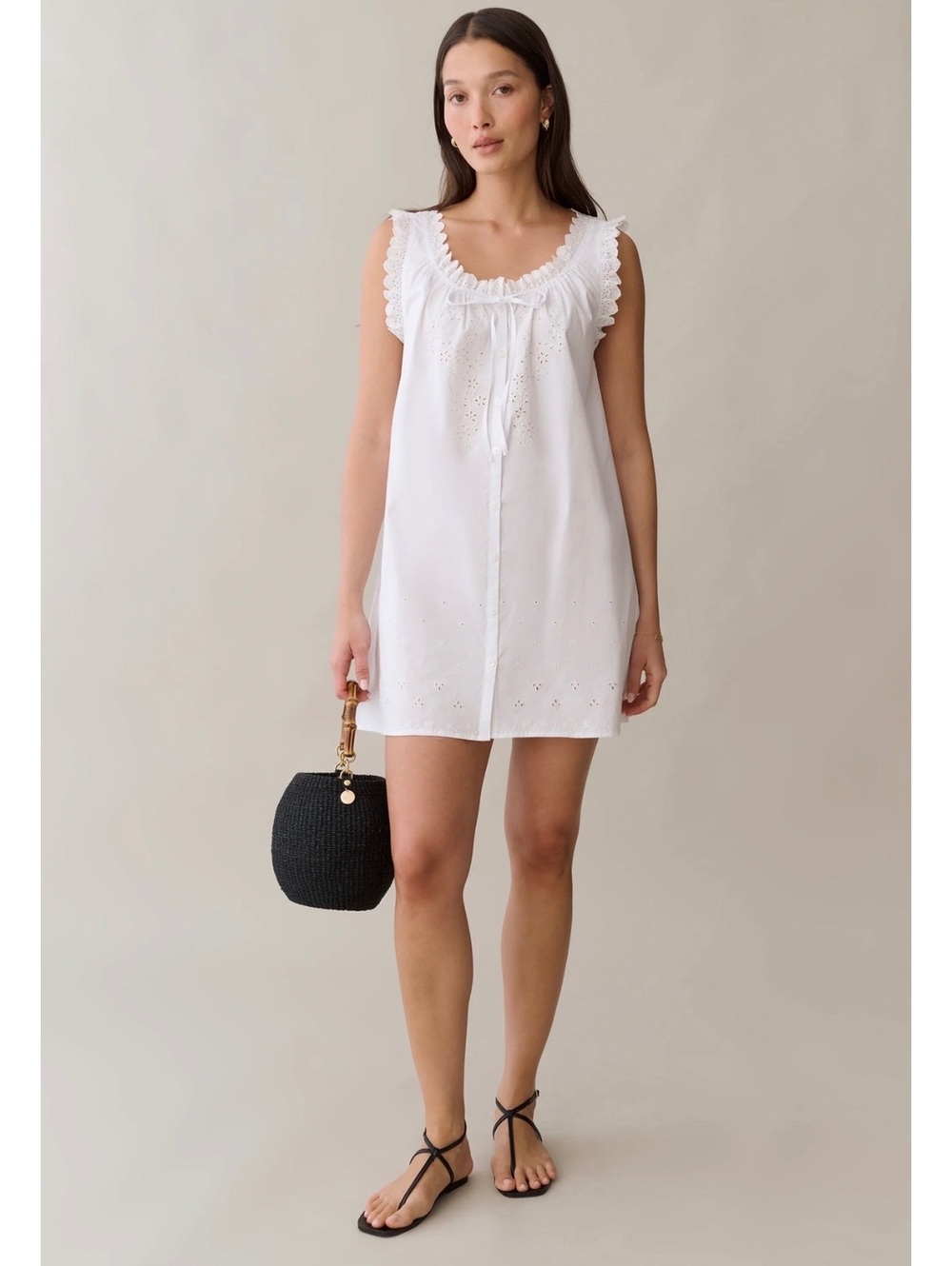 NWT Sorella By Few Moda Caroline Relaxed Cotton Mini Dress Size Small White